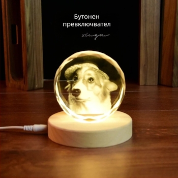Креативен кристален орнамент с вътрешно гравирана снимка, DIY модел, дървена основа, настолен подарък, едро