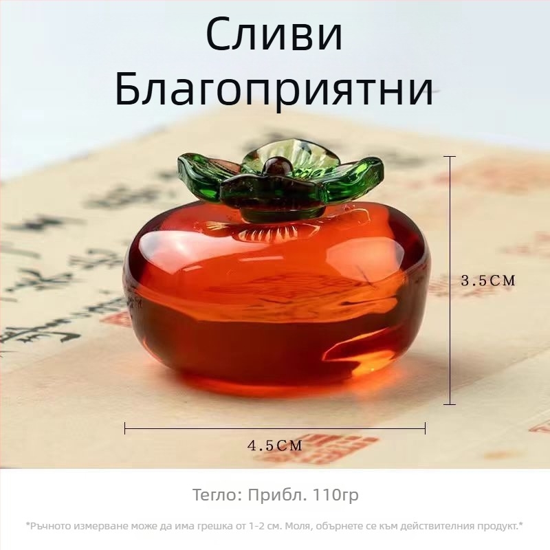 Кристална украса персимон за дом, коледна стъклена декорация, художествено стъкло
