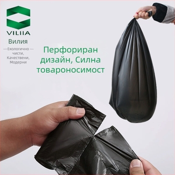 Weiliya Черни удебелени торби за боклук, голям размер 60×80 см, ролка, PE материал, за кухня и хотелски помещения