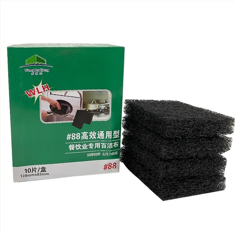 Утолщена абразивна гъба за търговски кухни — почистване на тежки мазнини от грил и фритюрник; заменя стоманени топчета.