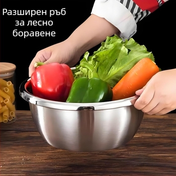 Особено дебел съд от 304 неръждаема стомана за измиване на зеленчуци, кухненска купа за смесване, готвене, сервиране на супи, буркан за подправки и разбиване на яйца