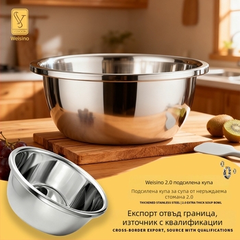 петчленен комплект от 304 неръждаема стомана за кухня: здрав и мултифункционален набор, включва супена купа, купа за миене, съд за подправки и кръгла чиния.