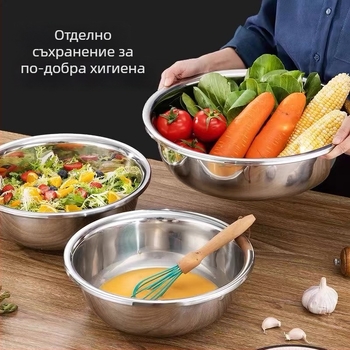 Изключително дебел съд от неръждаема стомана, голям домашен и професионален съд за миене на зеленчуци, пране и къпане.