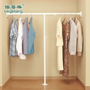 3EW1Y Вертикален подпорен прът за гардероб, разтегателен прът за окачване на дрехи, държач за пръчка за сушене, без напречна пръчка