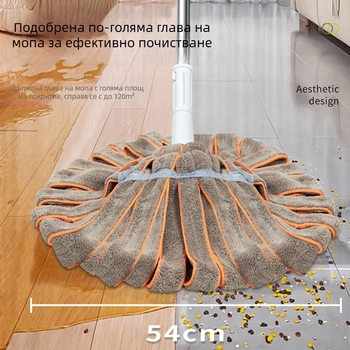Микрофибър моп с автоматично изцеждане и корална плюшена попивна подложка за домашна употреба