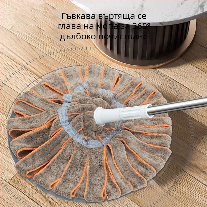 Микрофибър моп с автоматично изцеждане и корална плюшена попивна подложка за домашна употреба