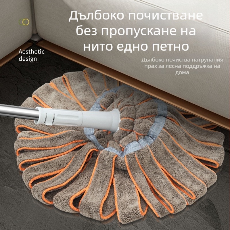 Микрофибър моп с автоматично изцеждане и корална плюшена попивна подложка за домашна употреба
