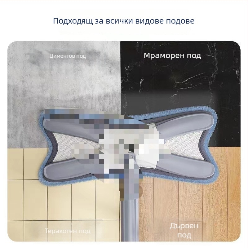 Пеперуден плосък моп с безконтактно изцеждане за сухо и мокро почистване