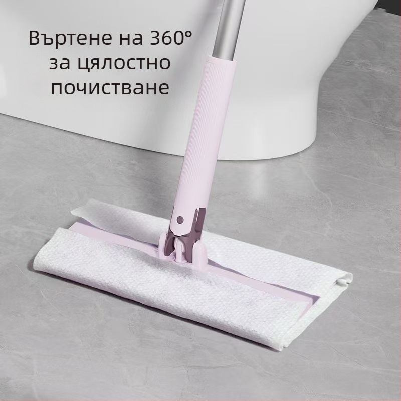 Моп с кърпа за лице, автоматично щипване и освобождаване, без ръчно изцеждане, сухо и мокро почистване, плосък моп за дома
