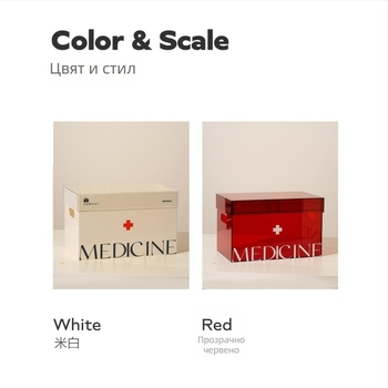 Акрилна аптечка за дома – семейна медицинска кутия за съхранение, прахоустойчива, преносим комплект за първа помощ с голям капацитет