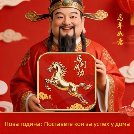 Новогодишна конска фигурка с пурпурна аура — благоприятен декоративен елемент за телевизионен шкаф, антре и спалня