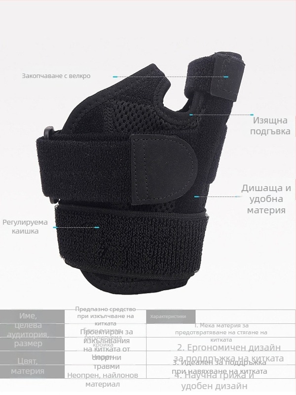 Дишащ фиксатор за палец и китка за спортни травми и възстановяване