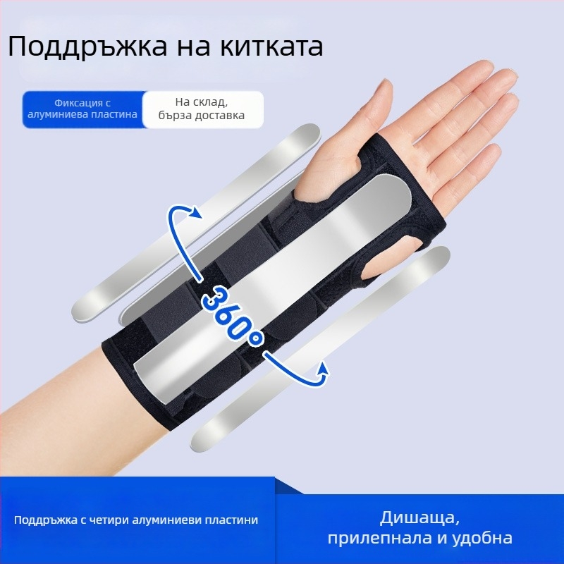 Защита за китката с поддържаща лента и метална пластина
