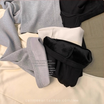 CallmeEar Зимни подплатени флисови спортни панталони за жени, средно-ниска талия, свободен прав крой, широки крачоли, ежедневни панталони