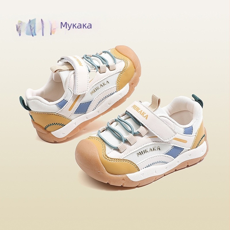 Стилни обувки за прохождане за деца, мека подметка, защита срещу удар, дишащи, пролет 2026