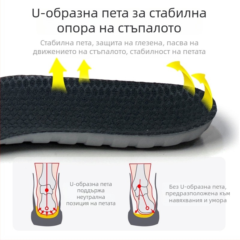 Спортни стелки за обувки за мъже и жени, дишаща паметна пяна, попиване на пот, дезодориращи, удебелени, с висока еластичност и ударопоглъщане за бадминтон.