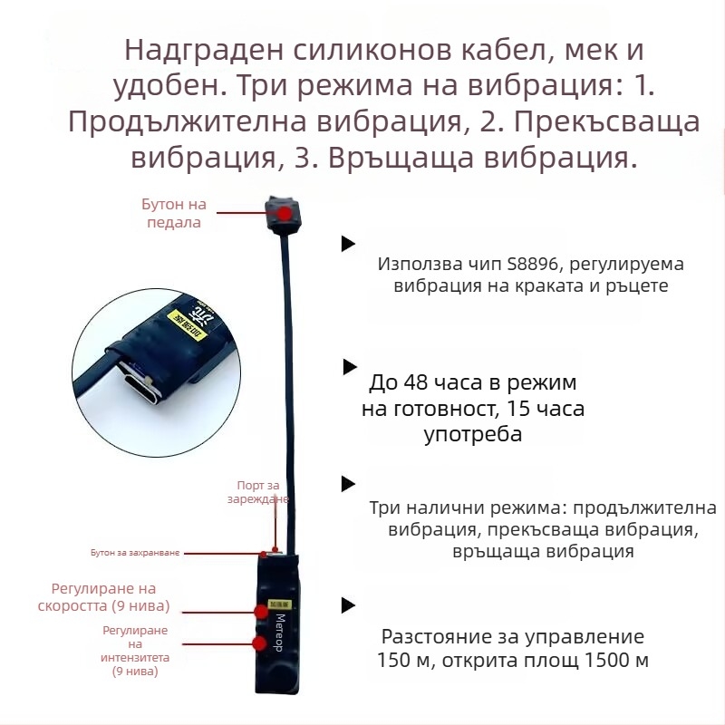 Стелка за крак с вибрация, безшумна синхронна вибрация и двупосочен сензор за напомняне