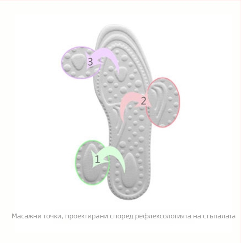 Стелка за обувки с изпъкнали точки за масаж, дишаща и абсорбираща пот