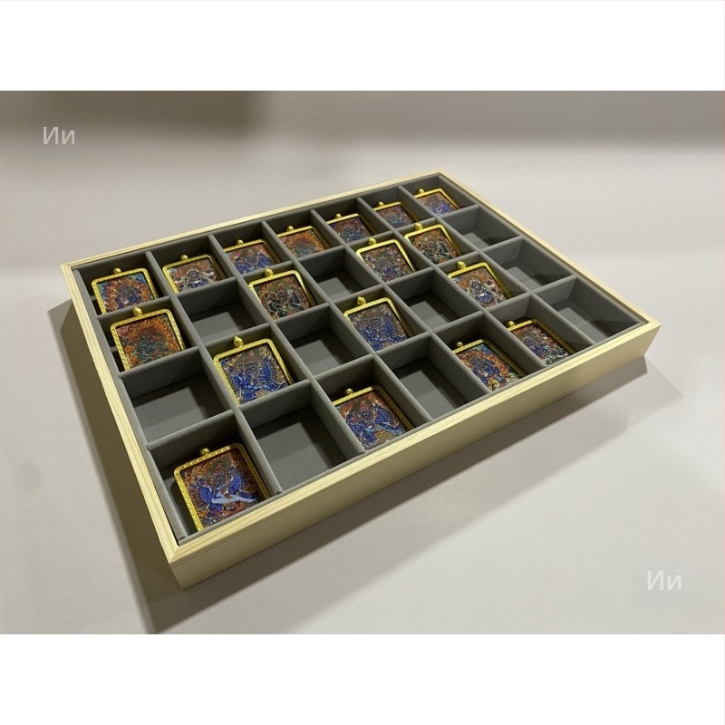 40×30 cm голяма кутия за съхранение на тханга със Zakiram Buddha колекция дисплей, държач за висулки и колиета с 28 отделения