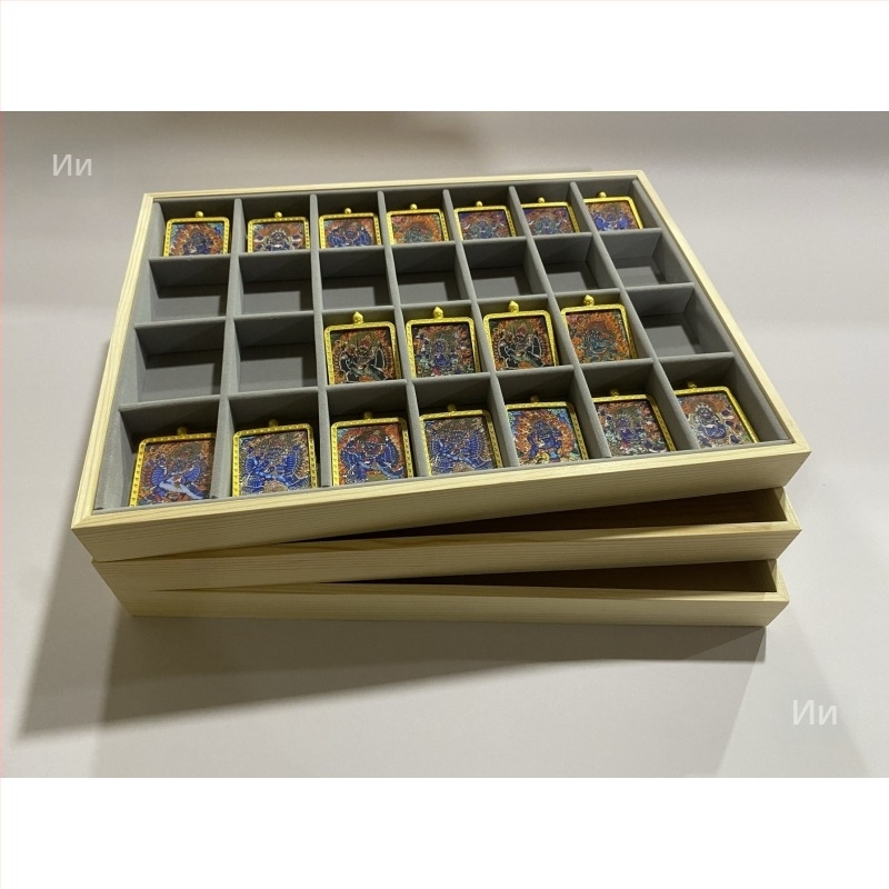 40×30 cm голяма кутия за съхранение на тханга със Zakiram Buddha колекция дисплей, държач за висулки и колиета с 28 отделения