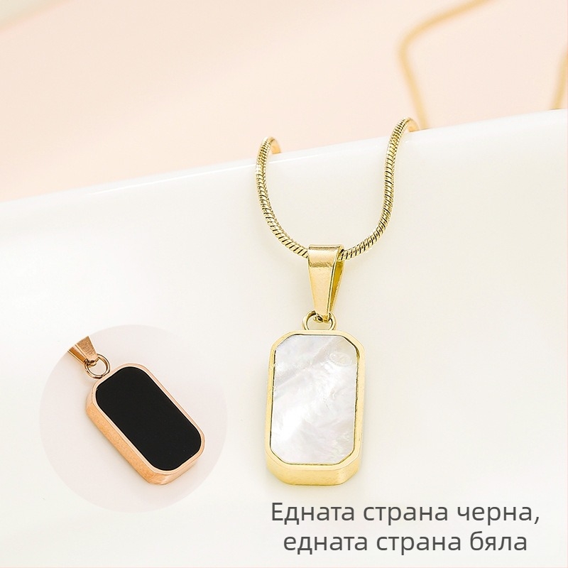 Квадратно колие от бяла майка‑перла, геометрична мъниста верига, елегантен стил за layering, устойчиво към избледняване, за жени