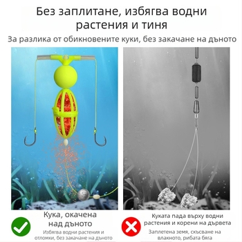 Обратно дънно риболовен комплект – двойна кука, морска пръчка