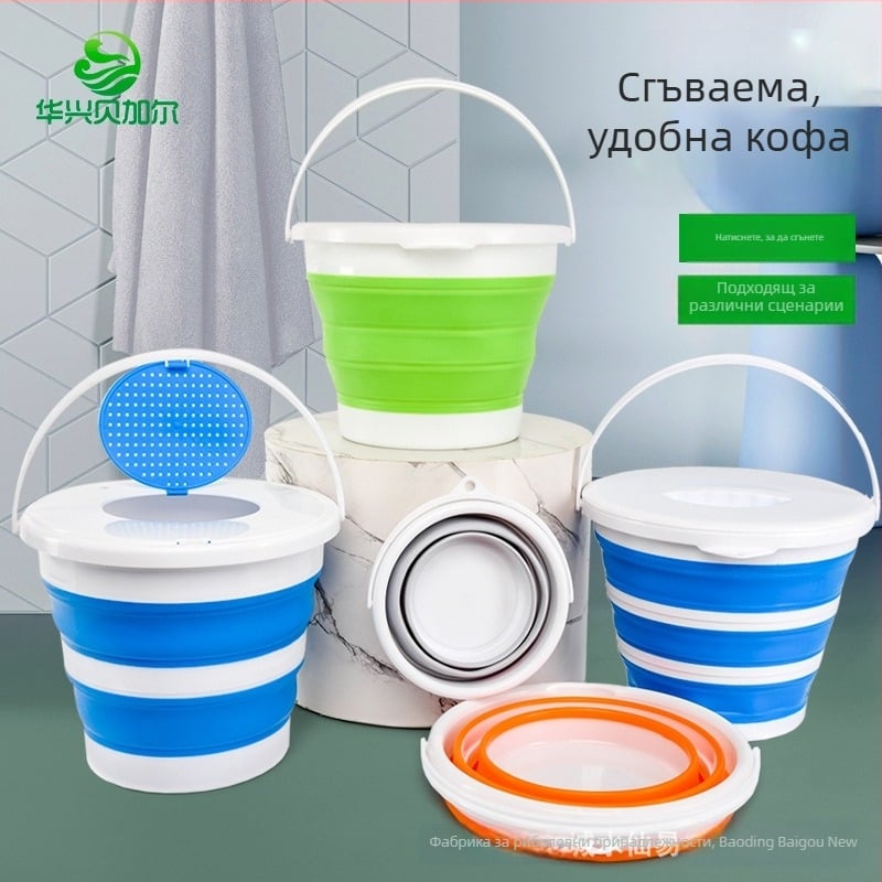 Сгъваема преносима кофа за вода за открит риболов и съхранение на живи риби, мултифункционална кофа с голям капацитет за автомобил.