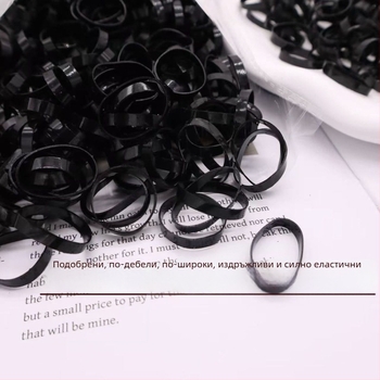 Черна ластичка за коса с малък кръг, висока еластичност, устойчива и щади косата, с малка кожена кутия, за деца