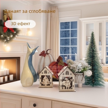 3D дървена коледна къща DIY комплект за декорация