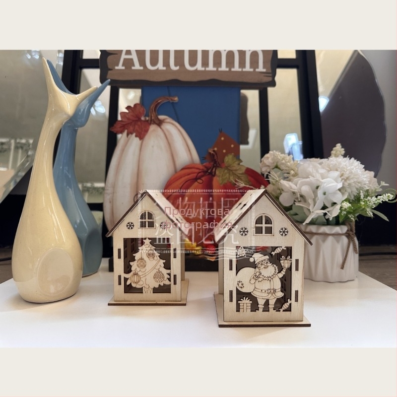 3D дървена коледна къща DIY комплект за декорация