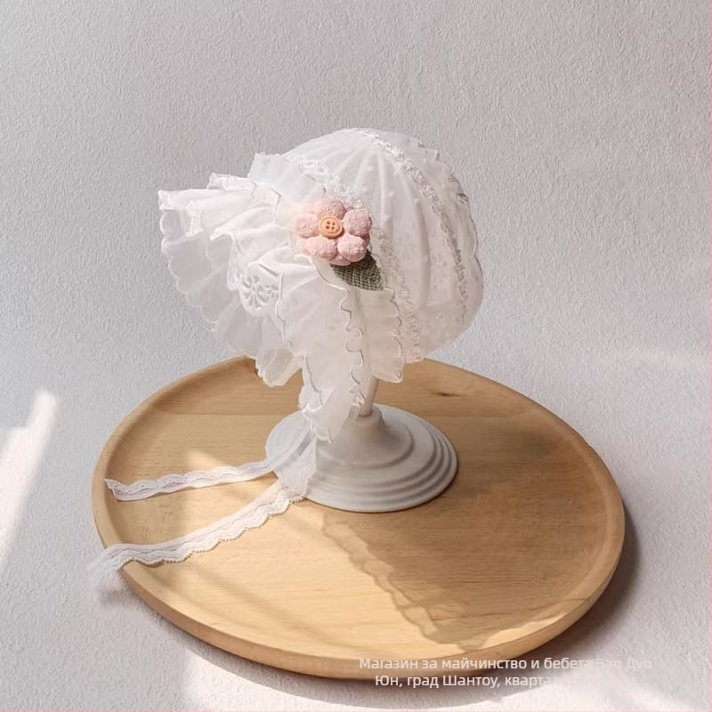 Лятна слънчева шапка за бебета момичета – мрежеста шапка за слънце с принцески дизайн, 0–3–6 месеца