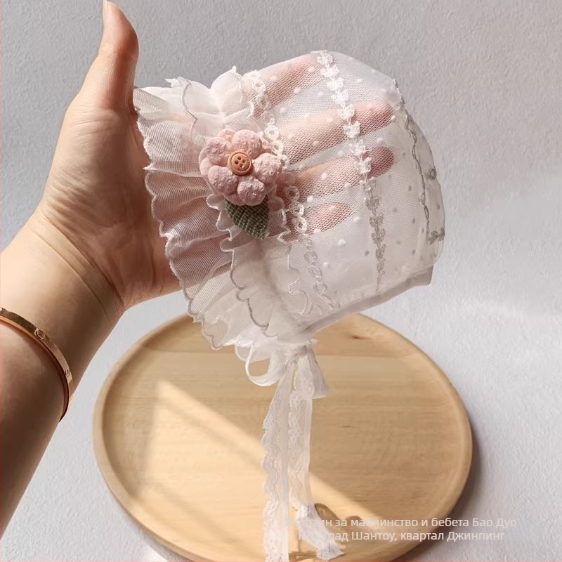 Лятна слънчева шапка за бебета момичета – мрежеста шапка за слънце с принцески дизайн, 0–3–6 месеца