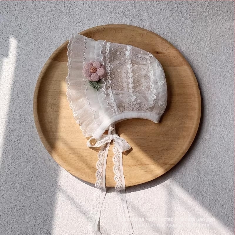 Лятна слънчева шапка за бебета момичета – мрежеста шапка за слънце с принцески дизайн, 0–3–6 месеца