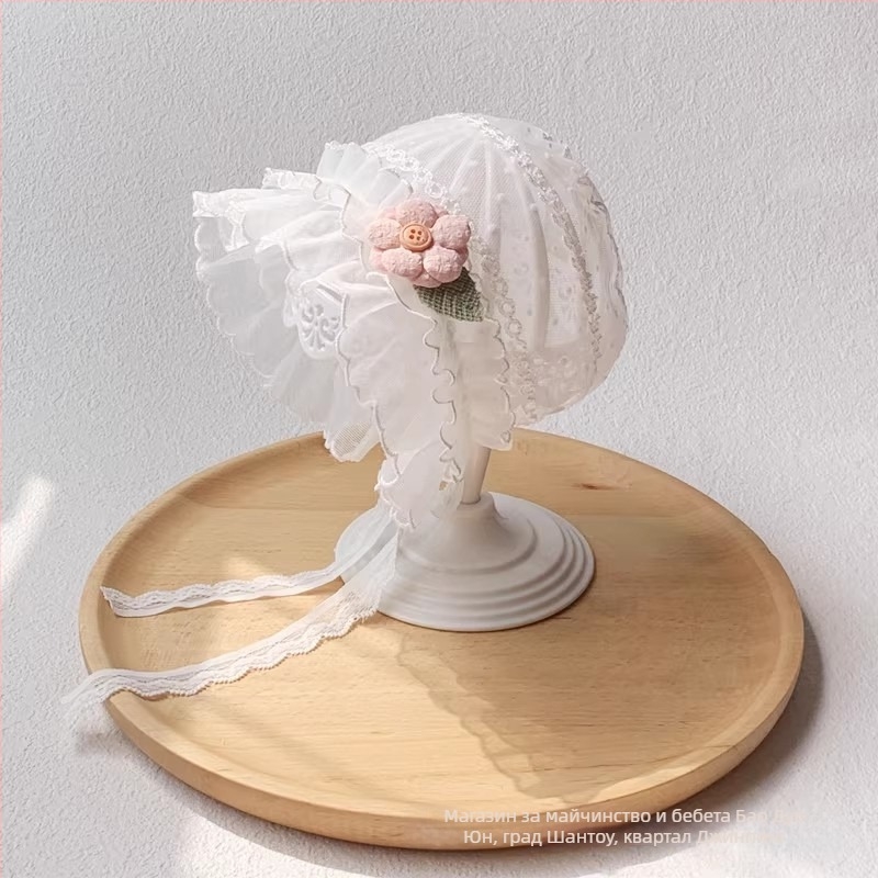 Лятна слънчева шапка за бебета момичета – мрежеста шапка за слънце с принцески дизайн, 0–3–6 месеца