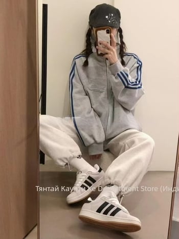 2025 есенно-зимно унисекс спортно-ежедневно яке с три ивици и буквена бродерия