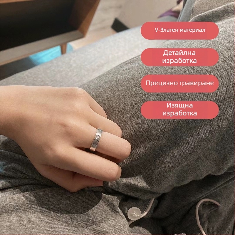 Пръстен с винтов модел от титиева стомана с диамантено вграждане, нишов висок клас стил, унисекс пръстени за двойки от 18K злато