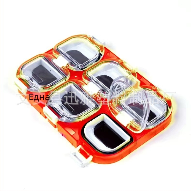 6-отделна магнитна кутия за рибарски куки, водоустойчива прозрачна кутия за риболовни аксесоари