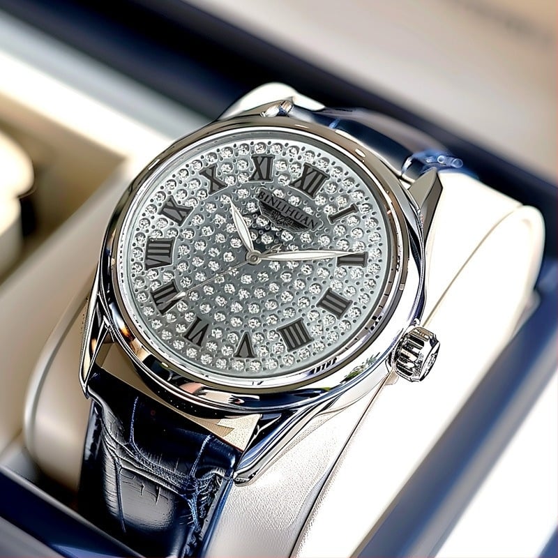 Binlihuan Мъжки кварцов часовник с кожена каишка, прост дизайн, водоустойчив