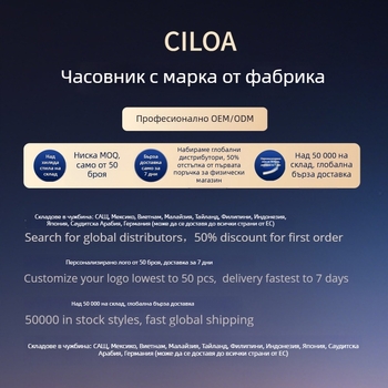 CILOA мъжки часовник - ретро стил и изчистен дизайн; кварцов механизъм; кожена каишка; корпус от неръждаема стомана; минерално закалено стъкло; водоустойчив до 30 m
