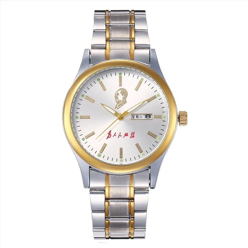 Мъжки кварцов часовник с двойна дата, 30m водоустойчив, стоманен браслет, бизнес стил, 42mm циферблат, юбилейно издание