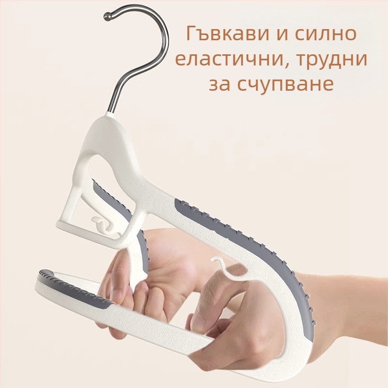 10 бр. дебели нескользящи закачалки за дрехи с двойни куки за сушене, гардеробни закачалки