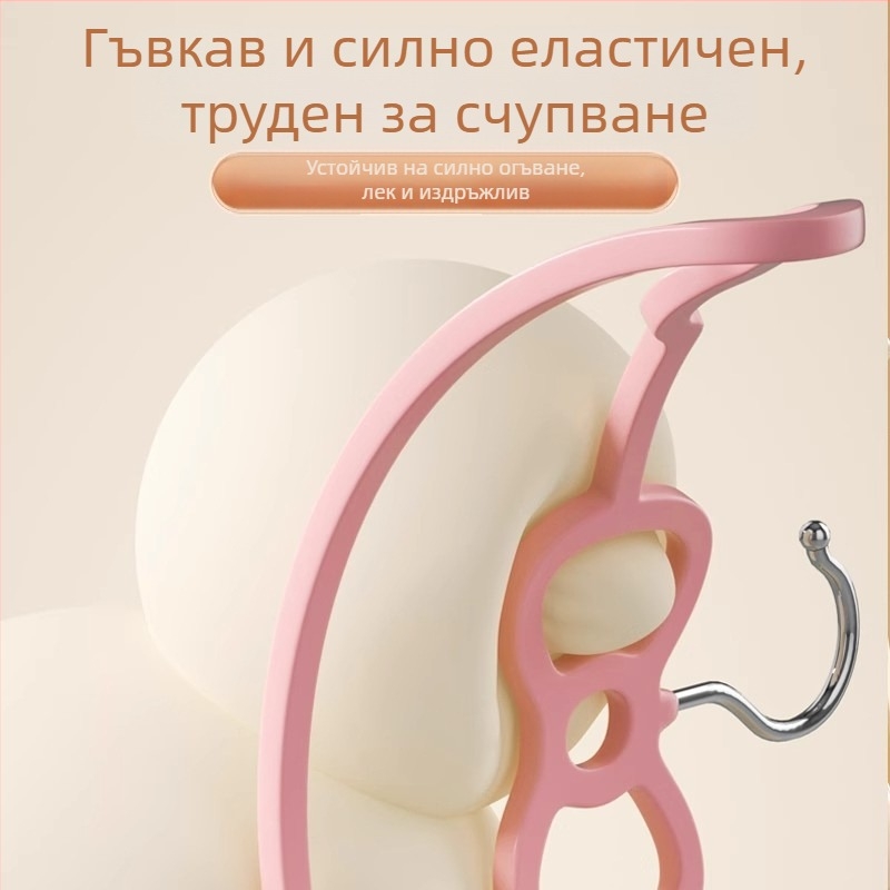 Розова пластмасова закачалка за дрехи с сърцевидна панделка - антихлъзгаща, подходяща за блузи, панталони и вратовръзки