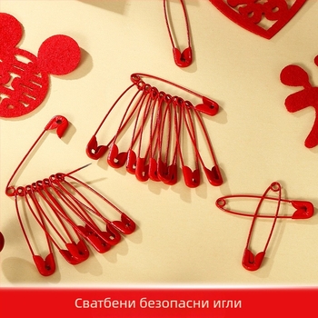 Сватбен голям червен щифт за корсажи и аксесоари – сигурно фиксиране