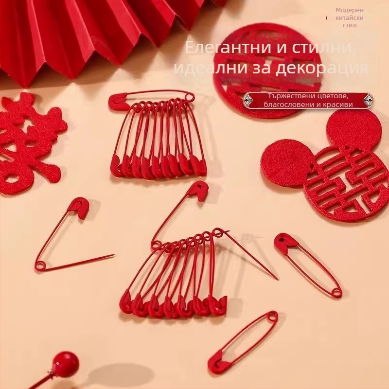 Сватбен голям червен щифт за корсажи и аксесоари – сигурно фиксиране
