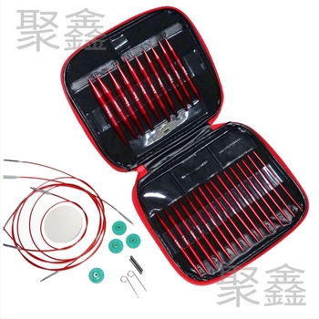 Нов комплект кръгли игли за плетене, червен оксид на алуминия, DIY инструменти за плетене на пуловери