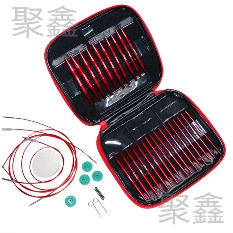 Нов комплект кръгли игли за плетене, червен оксид на алуминия, DIY инструменти за плетене на пуловери