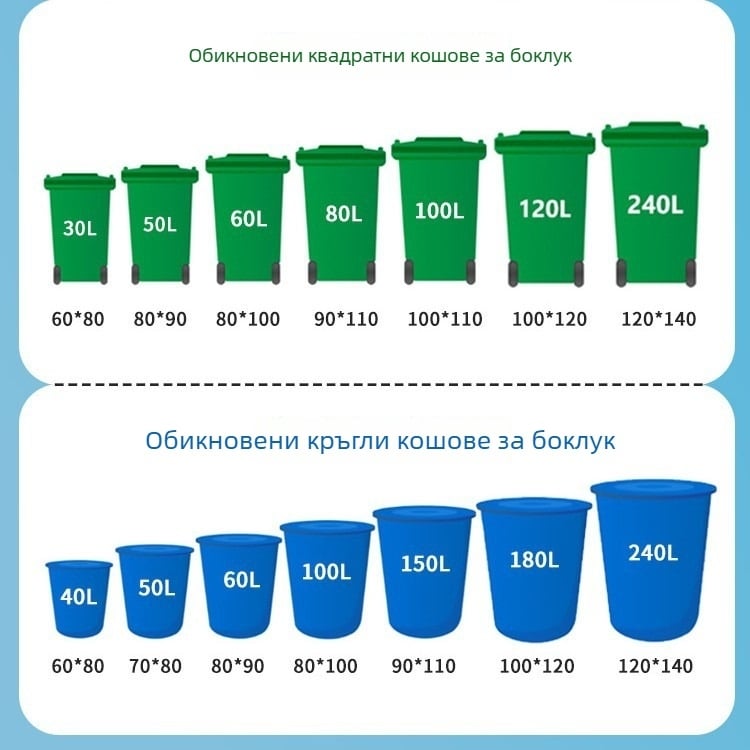 Големи удебелени черни торбички за отпадъци, с плосък отвор, HDPE, еднократни, за поддръжка на имоти и кетъринг