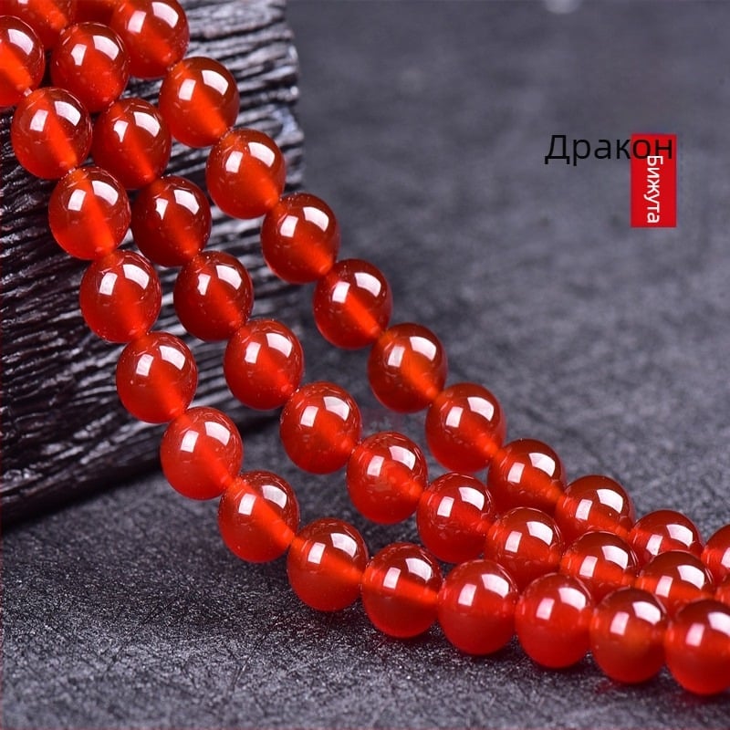 Естествени червени ахатни свободни мъниста – компоненти за бижута за DIY гривни и колиета, кръгли 6 мм
