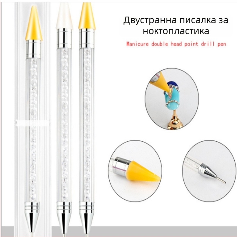 Двоен край за маникюр – DIY точково рисуване, градиентен молив и диамантен връх