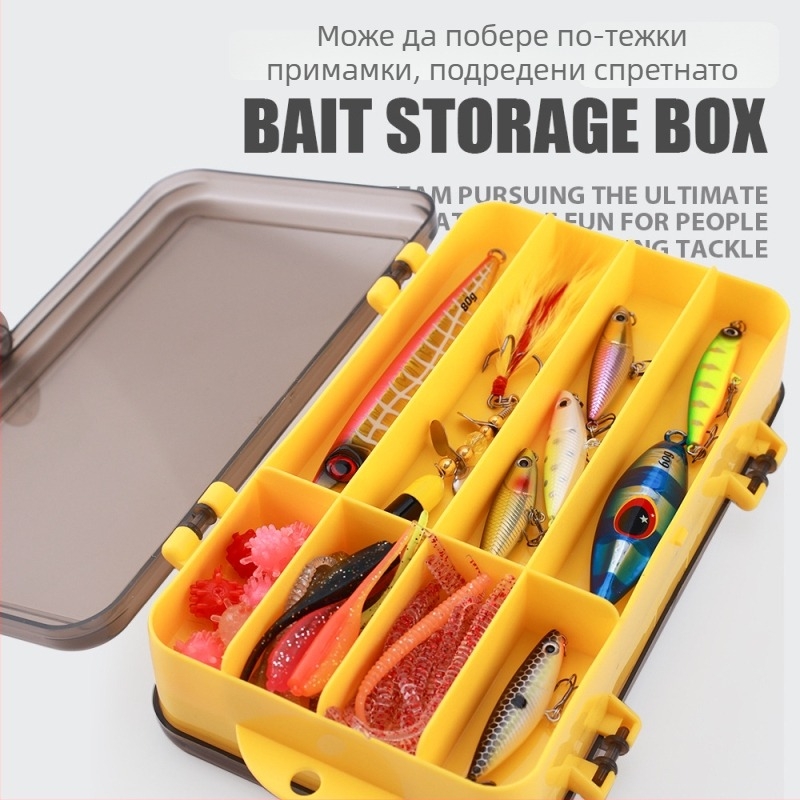 Двустранна риболовна кутия за съхранение, преносима кутия за примамки и куки за открит риболов